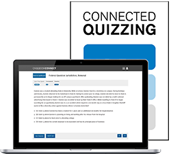 Connected Quizzing logo shown with laptop open to a connected quiz
