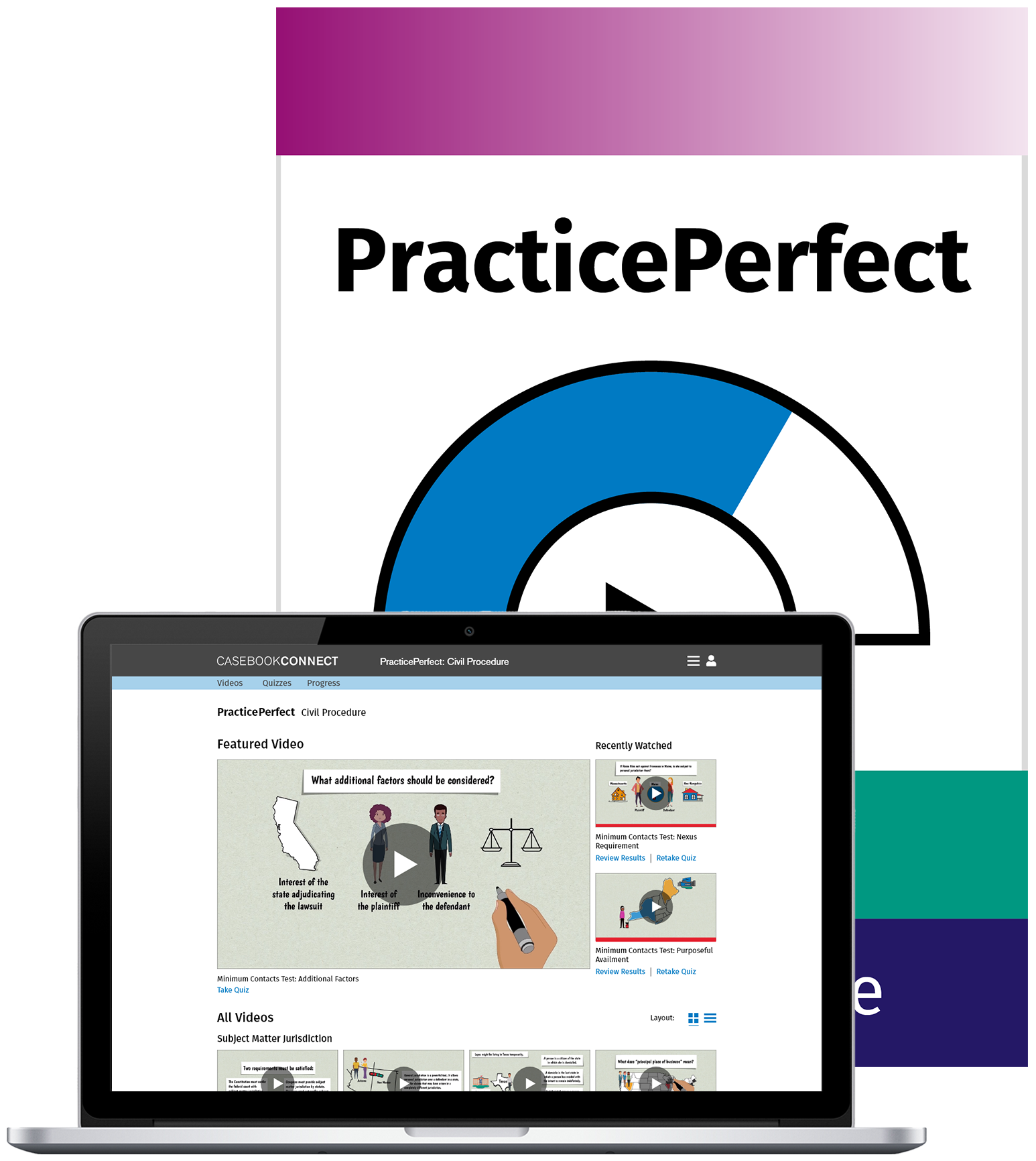 PracticePerfect logo shown with laptop open to PracticePerfect video library